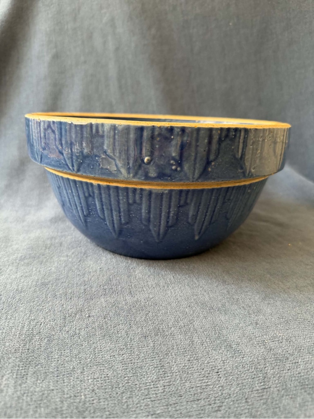 A.D. Ruckles Salt Glaze Stoneware Handcrafted Blue Ceramic Decorative Bowl Set